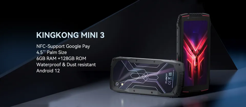 Cubot KingKong MINI 3, 4.5 Mini Smartphone, Helio G85 Octa-Core,  6GB+128GB, Dual SIM,NFC, Waterproof Rugged Phone, 4G Celulares