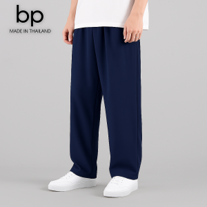 bp กางเกง ผู้ชาย ผ้าไหมอิตาลี เอวยืด FREE-SIZE สีกรม
