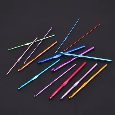 Different Size Colored Aluminum Crochet Hooks Needles Set Tools Crochet Needle for Weaving and Knitting