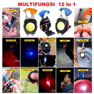 Senter Korek Multifungsi 12 in 1 senter led COB Multifungsi Keychain Lighting