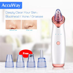 ACCUWAY Facial Cleaning 5 Tips Blackhead Remover Electric Vacuum Suction Blackhead Acne Extractor Pores Deeply Cleaning Tool Whitehead Extractor Multifunctional Skin Care Beauty Device