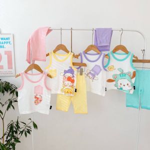 Little Baby Girl Set Breathable Cotton Material Cartoon Cute Kids Children Set Shirt Come With Pants 4 Design Pocket Cat Kitty Recommended 2 to 6 Years Old Summer Hot Weather Ready Stock In Selangor Sleeveless T-Shirt Pretty Casual Home Wear CNY 2025