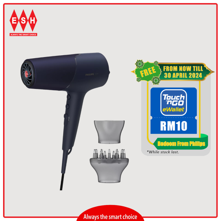 Philips BHD510 2300W Series 5000 ThermoShield Technology Hair Dryer ...