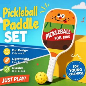 Pickleball Paddle Set for Kids Lightweight Non Slip Paddle with 2 Rackets 4 Balls and 1 Storage Bag