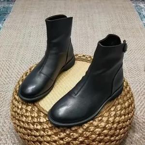 Genuine Soft Leather Martin Boots Women British Style 2021 Autumn Winter New Brushed Warm Fashionable