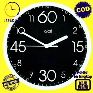 Jam Dinding Analog Hiasan Rumah Minimalis Unik Besar Alari AL7177 Black Original BestSeller