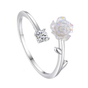Simple Rings Adjustable Fashion Flower Opening Rings Silver Texture Fashion Rings Suitable for Matching Fashion Look