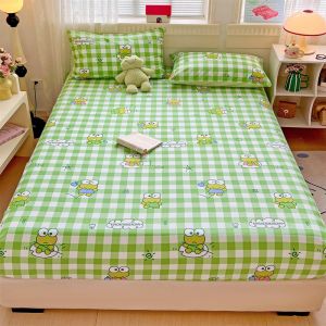 ผ้าปูที่นอนลาย Wonderland พร้อมสายรัดถุงเท้าผ้าฝ้าย100% 800TC Fittedsheet Sanrio Cinnamoroll Hello Kitty ผ้าปูที่นอนขนาดควีนไซส์