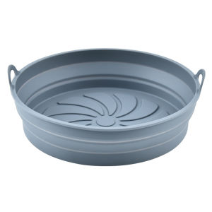 JustLiving 1PC Silicone Air Fryers Oven Baking Tray Pizza Fried Chicken Airfryer Silicone Basket Reusable Airfryer Pan Liner Accessories/Air Fryer PaperRound Microwave Oven TrayHome Baking Tray