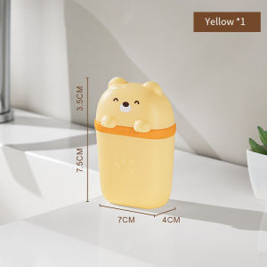 1pcs Travel Soap Case Bear Drain Soap Box Sealed Silicone Soap Dish with Watertight Lid Portable Reusable Holder