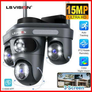 LS VISION 3 PTZ Lens 7K 15MP WIFI CCTV Camera Waterproof Outdoor Humanoid Detection Automatic Tracking Bluetooth Security Camera Full Color Night Vision Two-Way Audio IP Cameras