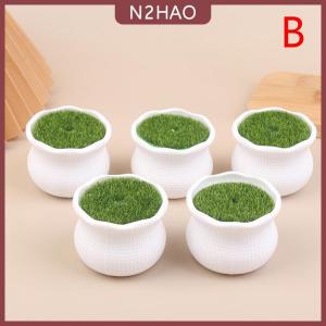 N2HAO 5 cái Chậu Hoa Tròn trồng với cỏ nhân tạo bình hoa trắng nhựa dày cây chậu hoa trang trí sân vườn nhà