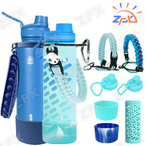12oz 18oz 22oz 24oz 32oz 40oz Silicone Boot for Aquaflask Blueberry Full Wrap Cover Hydro Flask Accessories Protector CIVAGO Tumbler Lid Cap Peliflask Paracord Handheld Strap Hilee Handle Holder Dark Blue Light