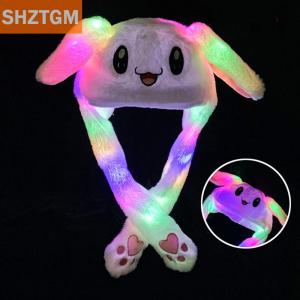 [COD] SHZTGM หมวกมีไฟสำหรับผู้หญิงหมวกหูกระต่ายน่ารักมีหูผ้ากำมะหยี่