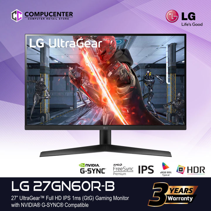 LG 27GN60R-B 27" UltraGear FHD IPS 1MS144hz Gaming Monitor With NVIDIA ...