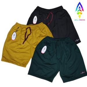 Alimo~Paket 3pcs 100k Celana Pendek Boardshort Polos Pria Wanita Bahan Katun Fleece Celana Pendek Santai Distro