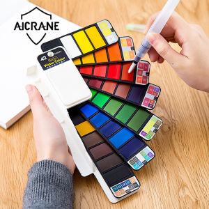 AICRANE 18/25/33/42colors Solid Watercolor Paint Set With Water Brush Pen Portable Water color Pigment For Drawin