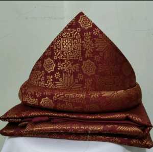 set tanjak palembang/set rumpak songket palembag terlaris/set topi khas palembang terbaru