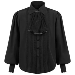 2025 Men Cosplay Shirts Long Sleeve Vampire Renaissance Steampunk Gothic Ruffled Vintage Medieval Shirts Chemise Male