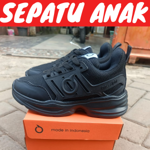 SEPATU SEKOLAH SD LAKI LAKI PEREMPUAN FULL BLACK SEPATU ANAK 31 - 43 SEPATU RUNNING ANAK TERLARIS