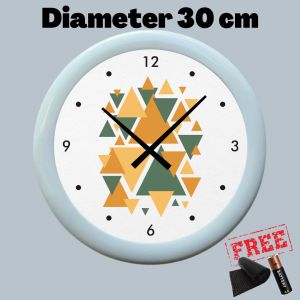 Jam Dinding Triangle 06 Geometris Segitiga Unik Mesin Quartz Sweep Silent 30cm