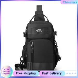 [Chinatera Flagship Store] Men Casual Chest Bag Multi Pocket Lightweight Shoulder Bag Adjustable Strap Multifunction Waist Bag Camping Hiking Running Bag