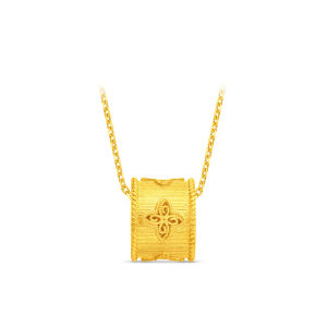 CHOW TAI FOOK 周大福 999 Four-Leaf Clover Tube Beads Gold Pendant - EOF1713
