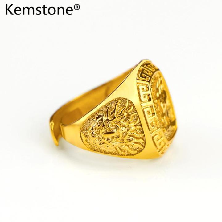 Kemstone 24K Gold Plated New Fashion Wedding Jewelry Adjustable Rings for  Men Gifts
