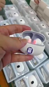 (HD1)Earphones ( White Color Only ) Wireless Bluetooth Stereo Earbuds With Microphone Deep Bass Clear Mic Stable Connection Waterproof Sports Auto Pairing Touch Control Headsets