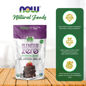 NOW Food Slender Zero Organic Allulose Zero Calories Sugar Substitute for Baking and Beverages No Added Ingredients Plant Based 12 oz (340 g)