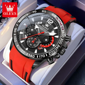 OLEVS Watch for Men Original Branded Waterproof Trendy Cool Korean Style Chronograph Calendar Luminous Comfortable Silicone Strap