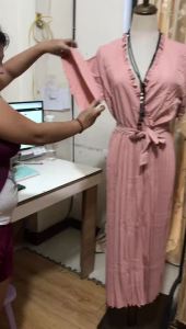3071 Korean Plain Pleated Wedding Dress W/Belt Plus Size For Women Fit To Xl