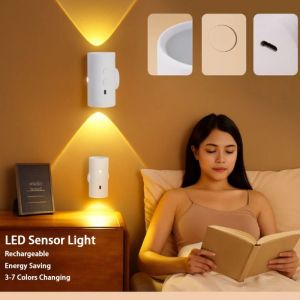 JURHOMIE Rechargeable LED Sensor Light 3-7 Colors Changing Energy Saving Cabinet Decorative Light  Automatic Control Bedroom Night Light