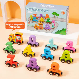 Magnetic Digital Animal Small Train Building Block Assembly Car Puzzle Childrens Wooden Toy