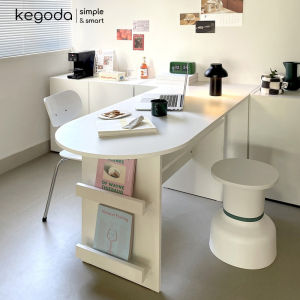 Bàn Gỗ Hình Bán Nguyệt 120cm Đa Năng Màu Trắng Oak Bàn Ăn Bàn Học Làm Việc Nhỏ Xinh KEGODA KGD91