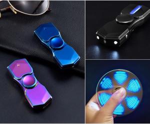 Hộp Quẹt Bật Lửa Hồng Ngoại Kiêm Đèn Pin Sạc Điện USB Kiểu Dáng Con Quay Spinner Tạo 12 Hiệu Ứng Đèn LED