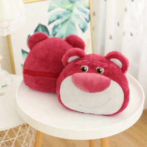 Gối Ôm Nhồi Bông Dễ Thương Gối Tựa Lưng Hình Gấu Dâu Tây Màu Hồng Siêu Cute