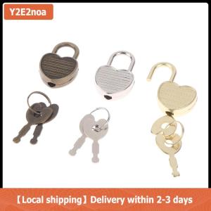 【Local shipping】 1Set Heart Shape Padlocks Mini Luggage Hardware Locks With Key Lock For Travel Wedding Jewelry Box Diary Book Suitcase