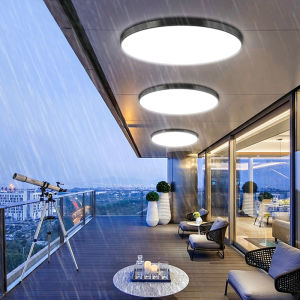 ลดแสง 3 สี โคมไฟติดเพดานทรงกลม LED 40W/68W ดีไซน์เพรียวบาง ขาวบริสุทธิ์ แสงสีขาว สีวอร์มติ ดตั้งในห้องนอนการ ระเบียง