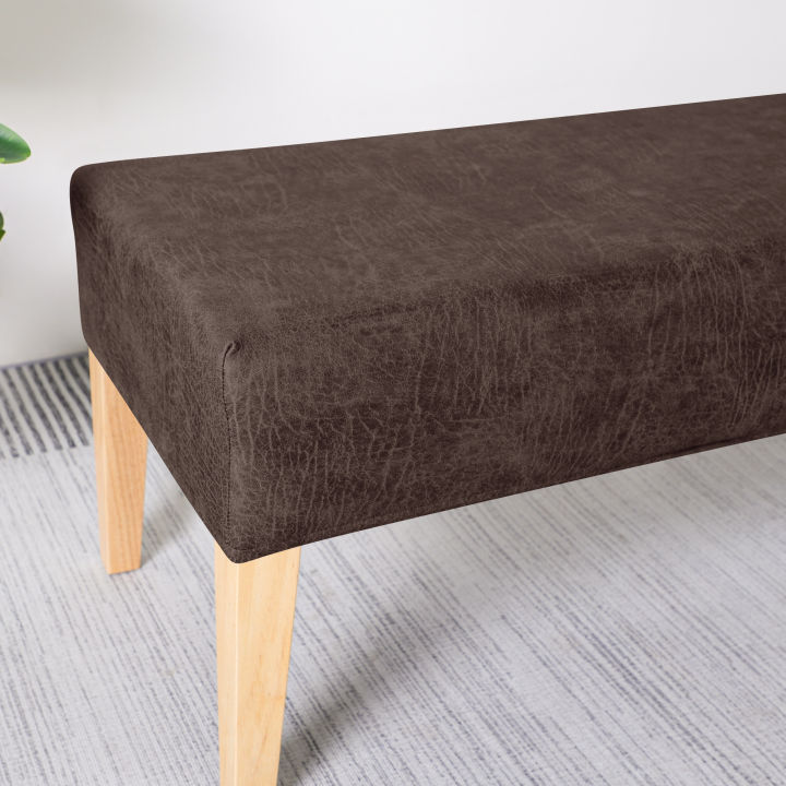FORCHEER%20Bench%20Cover%20for%20Dining%20Room%201%20Piece%20130-140CM%20Stretch%20Retro%20Faux%20Leather%20Dining%20Bench%20Slipcover%20Rectangle%20With%20Seatbelt%20Anti-Dust%20Removable%20-%20Image%205