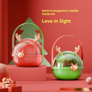 กล่อง Apple กวางเขากวางคริสต์มาส IQANGEL พร้อมดีไซน์โปร่งใสบรรจุภัณฑ์ Kado Romantis สำหรับงานเฉลิมฉลองวันหยุด