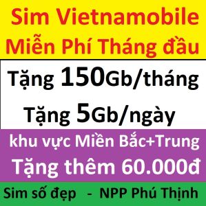Sim Vietnamobile tặng 150Gb/tháng + tk 100.000đ Miễn phí tháng đầu Sim chưa kích hoạt