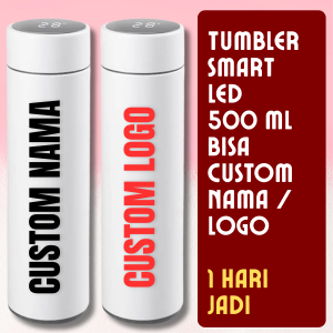 Tumbler LED Stainless Steel 500ml Custom Nama Logo | Termos Sultan Hadiah Premium | Hampers | Persoanalized Gift