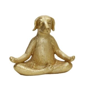 UMBRAULI Unique Dog Yoga Statue Retro Resin Animal Miniatures Sculpture Home Decoration Handicraft Dog Figurine Meditation
