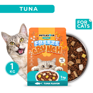 Petlicious Freeze Crunch Cat Dry Food with Freeze Dried topper Salmon and Tuna flavor 1kg Collection - kibbles cats toppers