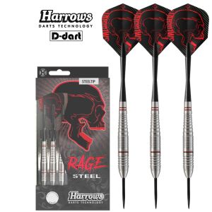 HARROWS STEEL TIP DARTS - 21G/22G/23G/24G RAGE (STAINLESS STEEL) STEEL TIP DART SET