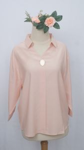 CJWT-0045 TINO TINO BAJU ATASAN WANITA/KEMEJA WANITA LENGAN 3/4 OVERSIZE KOREAN STYLE WITH GOLDEN PIN