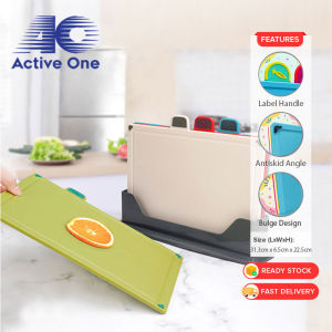 ACTIVEONE 4pcs Chopping Board Set Coded Storage Base Multifunctional Label Holder Kitchen Set Kitchenware Papan Pemotong Dapur - Fulfilled by ACTIVEONE
