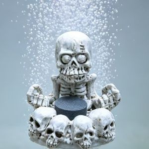 ED with Aeration Bubble Stone Cross-legged Skeleton Aquarium Bubbler Simulated Resin Reptile Tank Skeleton Ornament Decorative Oxygen-Boosting Fish Tank Skeleton Landscaping Reptile Pet Cage