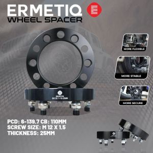 MC Universal WHEEL SPACER ALUMINUM PCD: 6x139.7 CB: 110MM T: 25MM M12x1.5 AWF014 Without Hub Centric